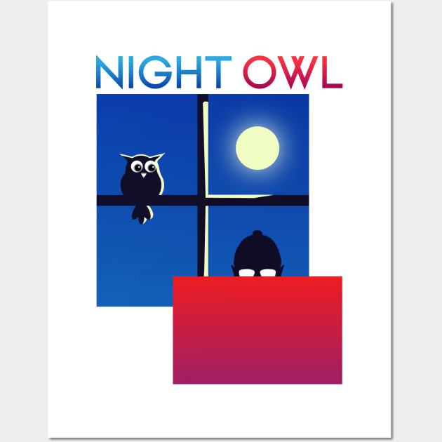 Night Owl funny design for all night birds Wall Art by ARTIZIT